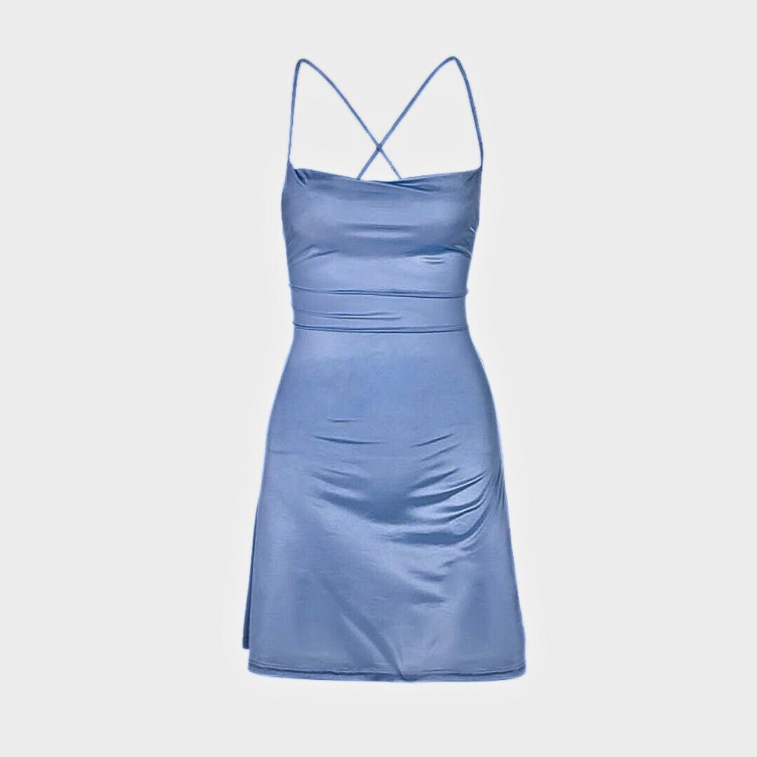Steel Satin Blue Dress