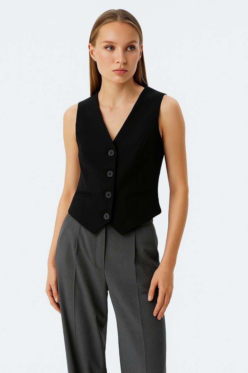 Black Sleeveless Vest Top for Women