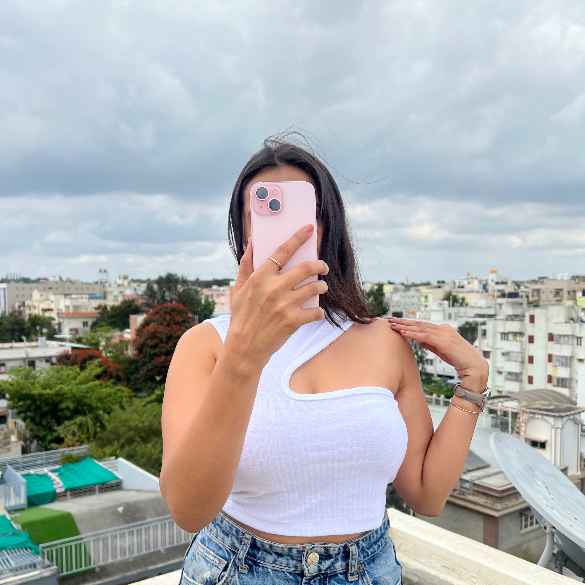 White Cut-Out Crop Top