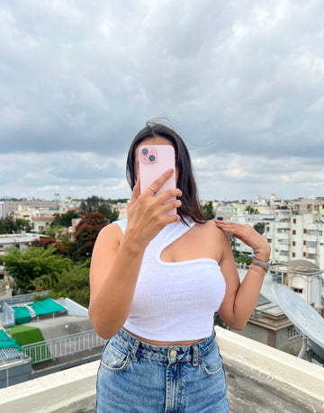 White Cut-Out Crop Top