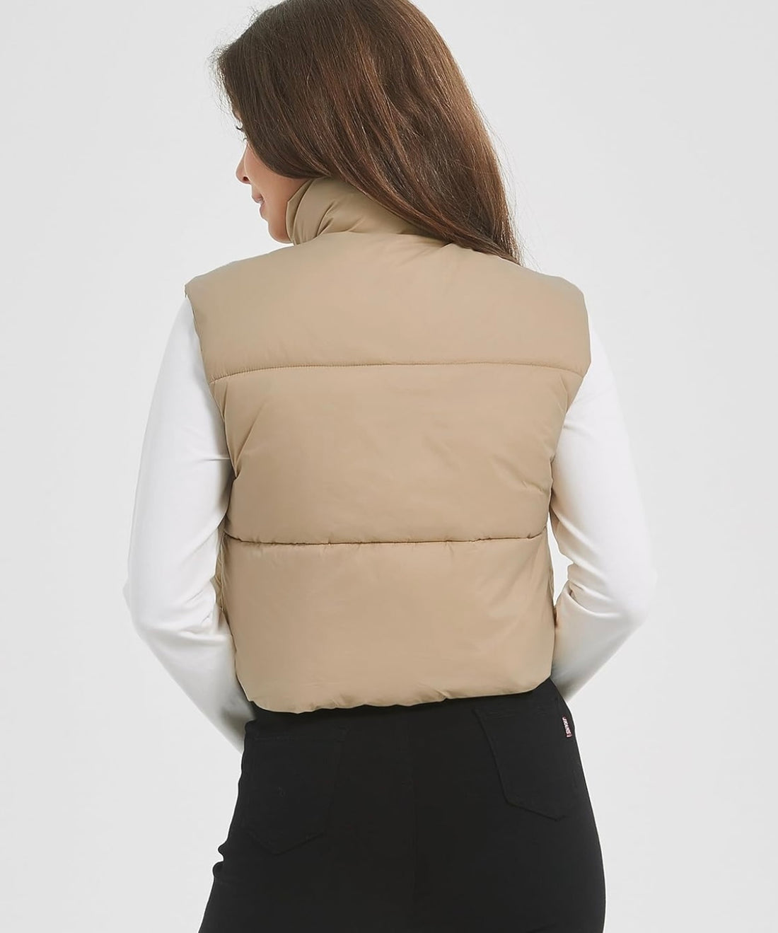 Beige Sleeveless Puffer Jacket for Women - Lightweight & Stylish Outerwear