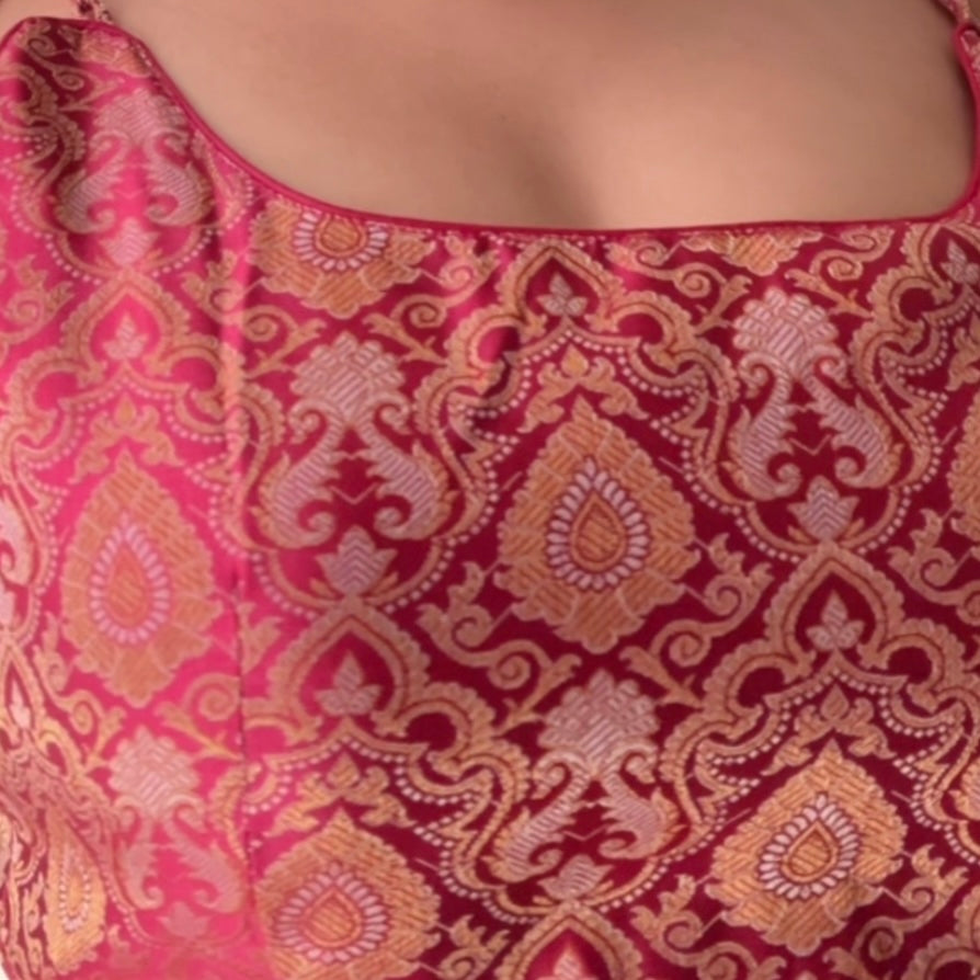 Modern Red Backless Ethnic Corset Built-In Pads