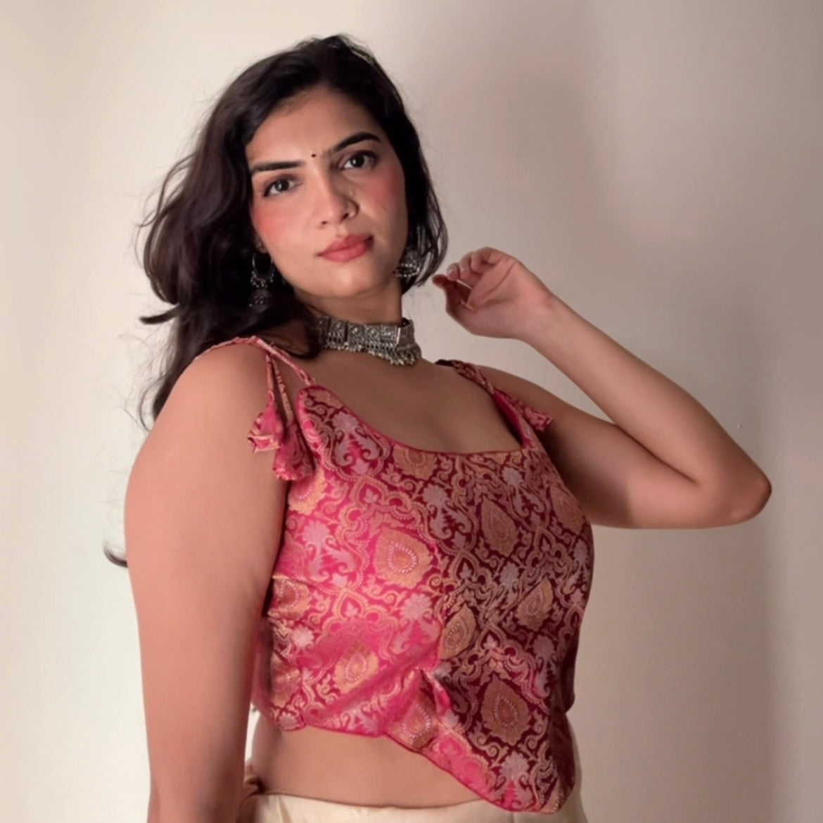 Modern Red Backless Ethnic Corset Built-In Pads