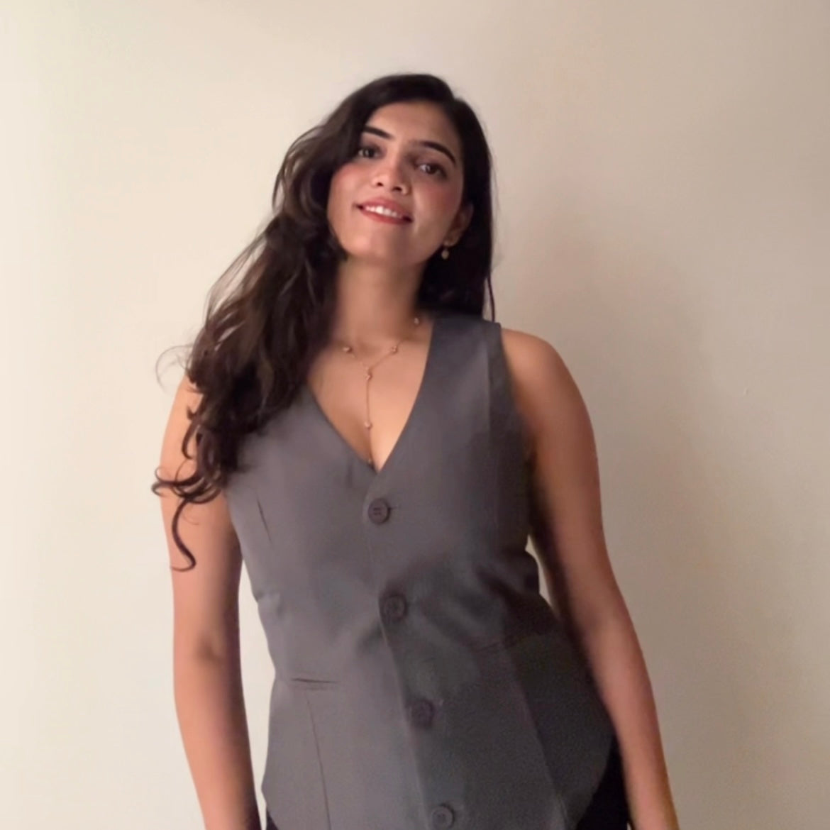 Dark Grey Sleeveless Vest Top for Women