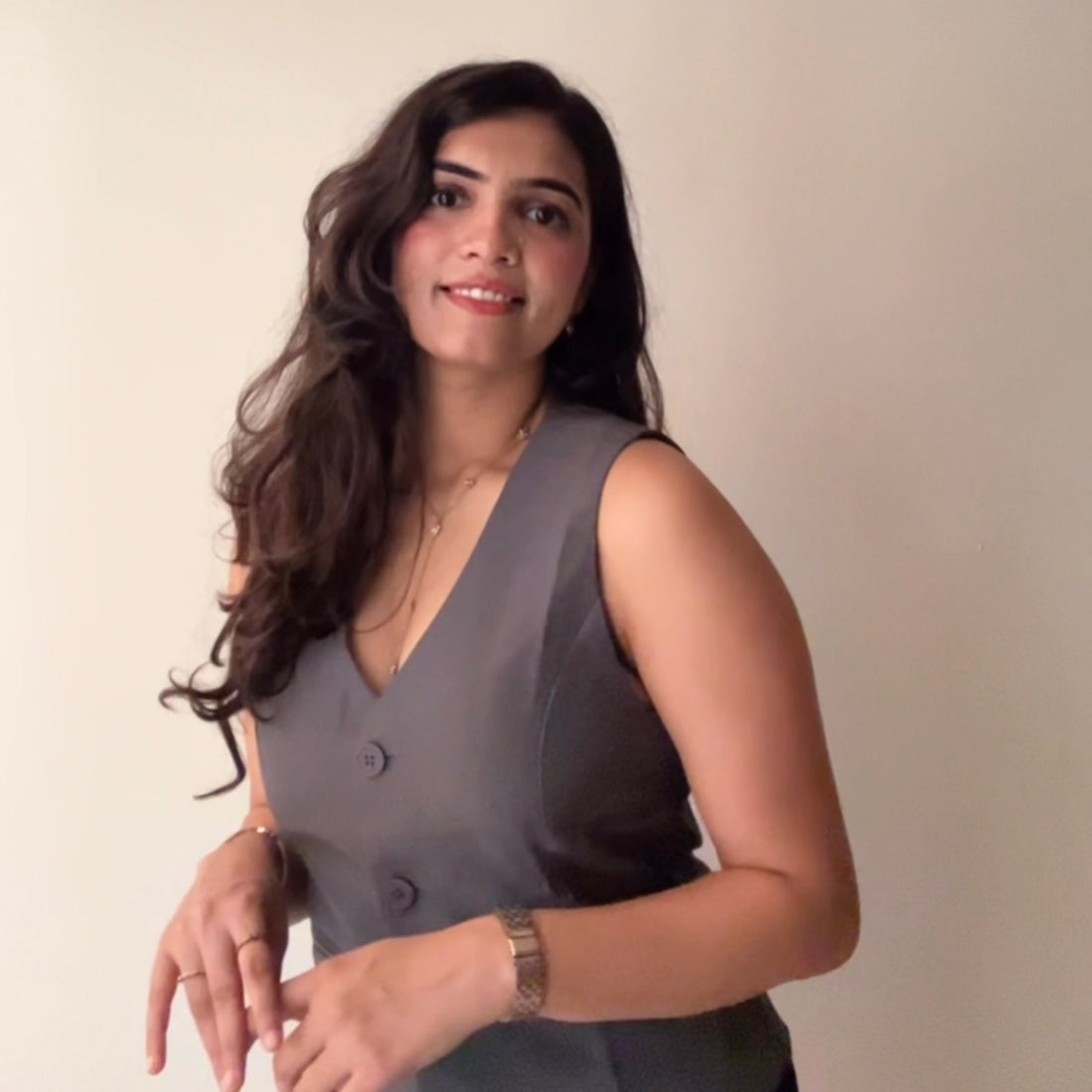 Dark Grey Sleeveless Vest Top for Women