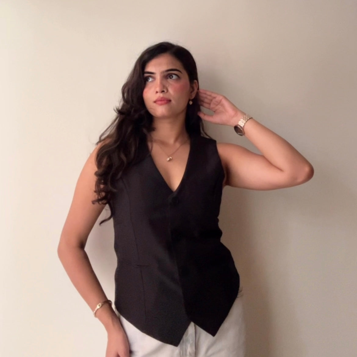 Black Sleeveless Vest Top for Women