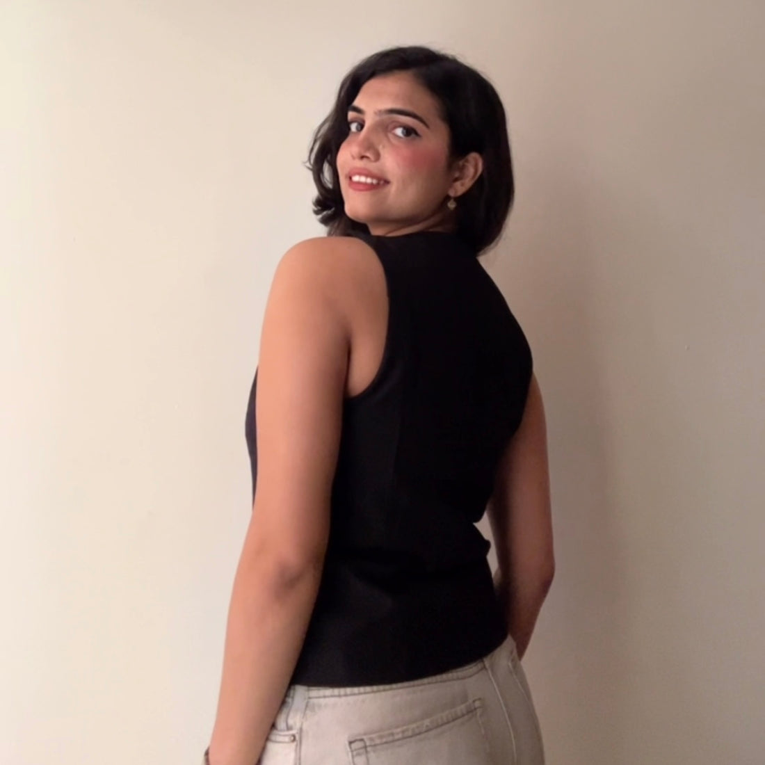 Black Sleeveless Vest Top for Women