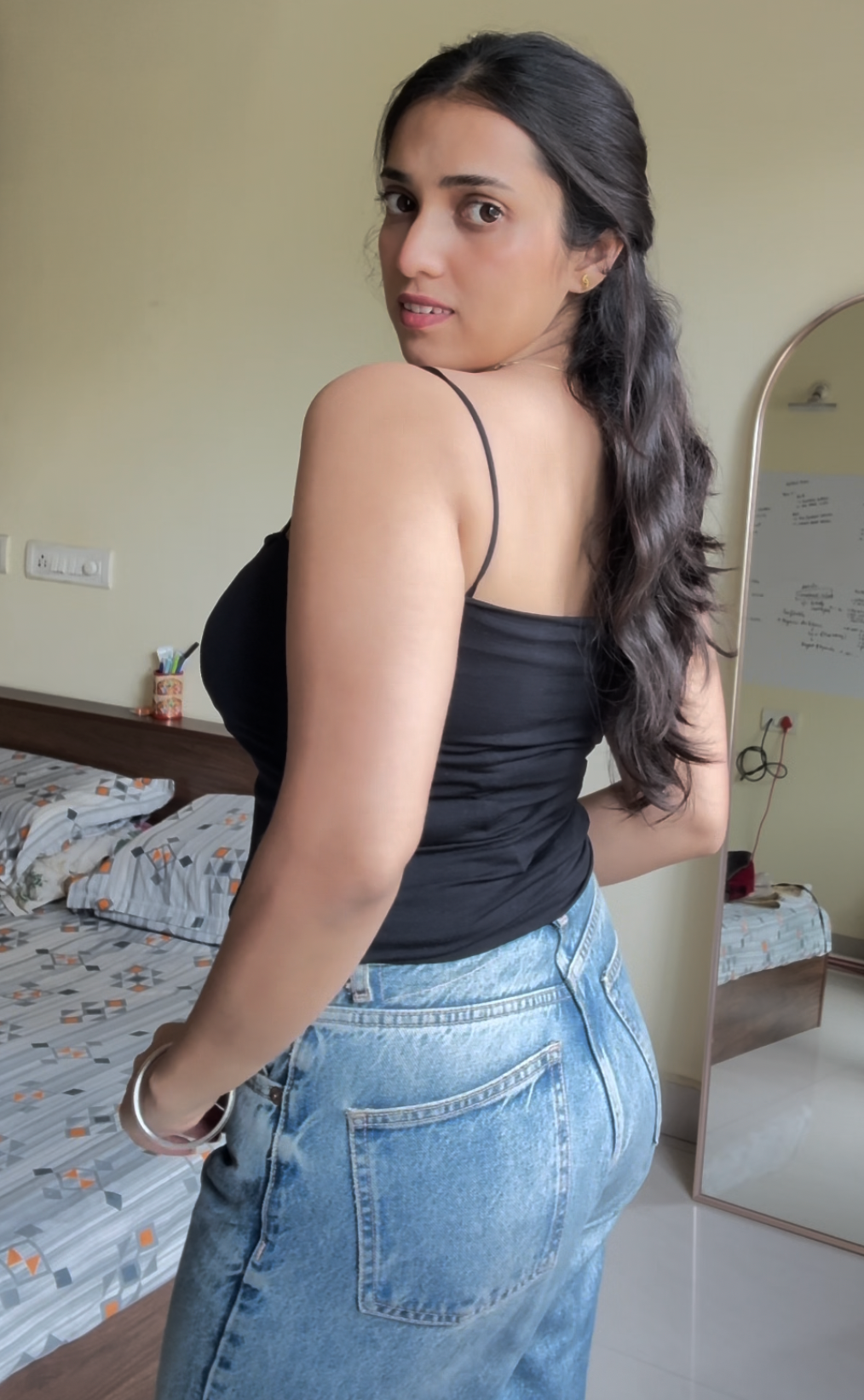 Black Camisole Top with Built-In Bra Pads