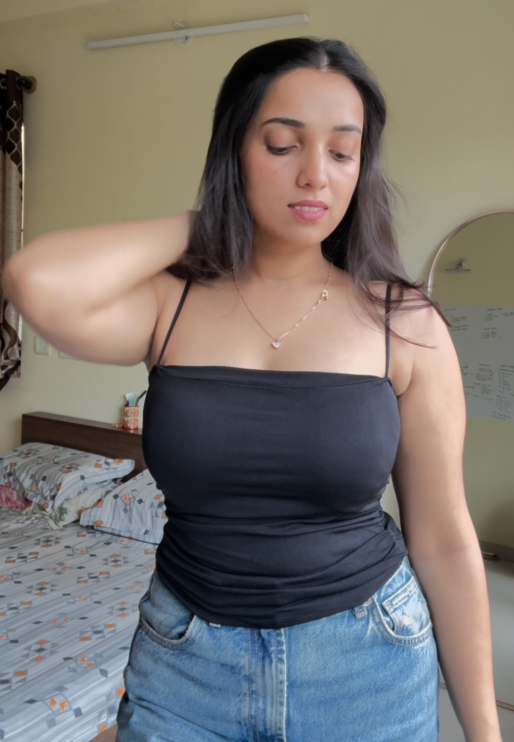 Black Camisole Top with Built-In Bra Pads