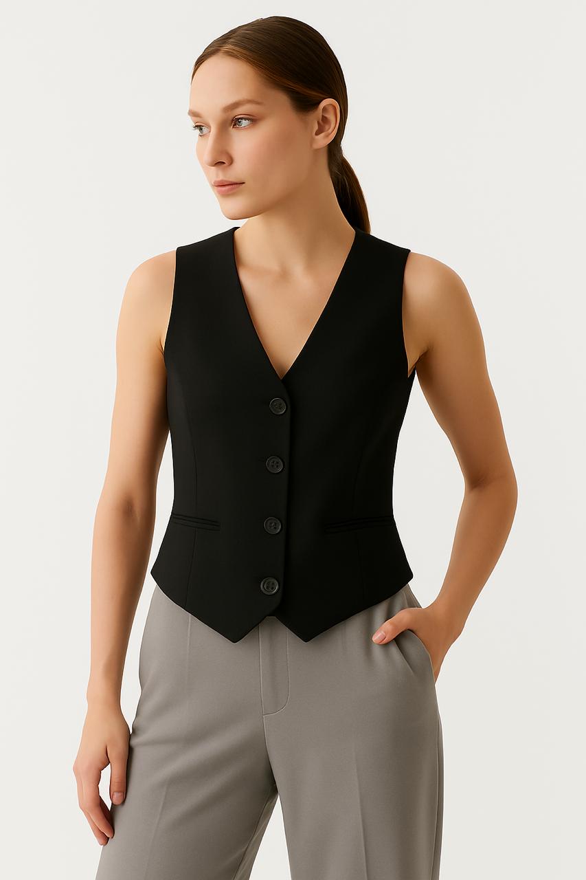 Black Sleeveless Vest Top for Women