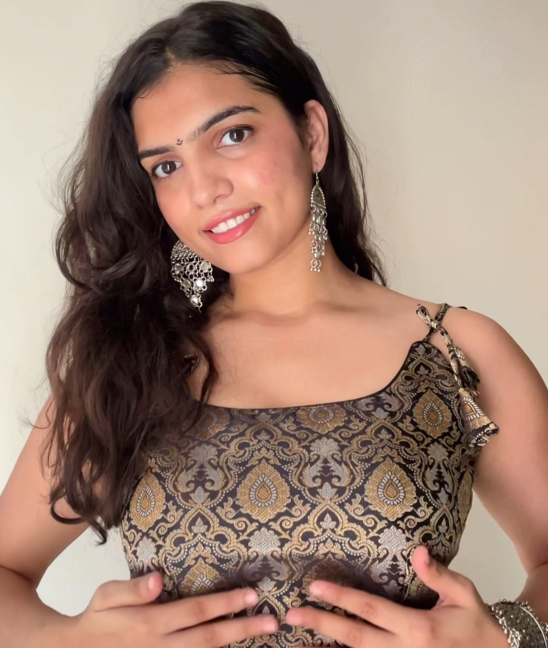 Black jari Banarasi Brocade Ethnic Backless Corset