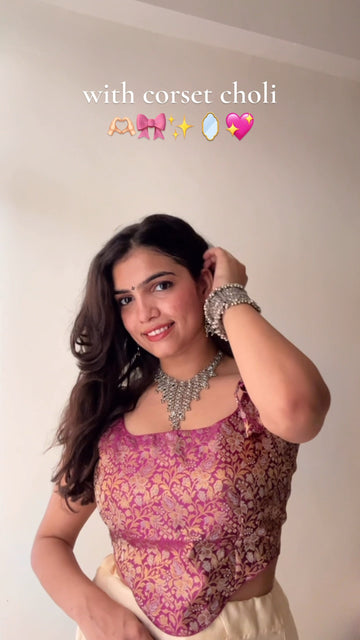 Maroon Backless Brocade Ethnic Corset