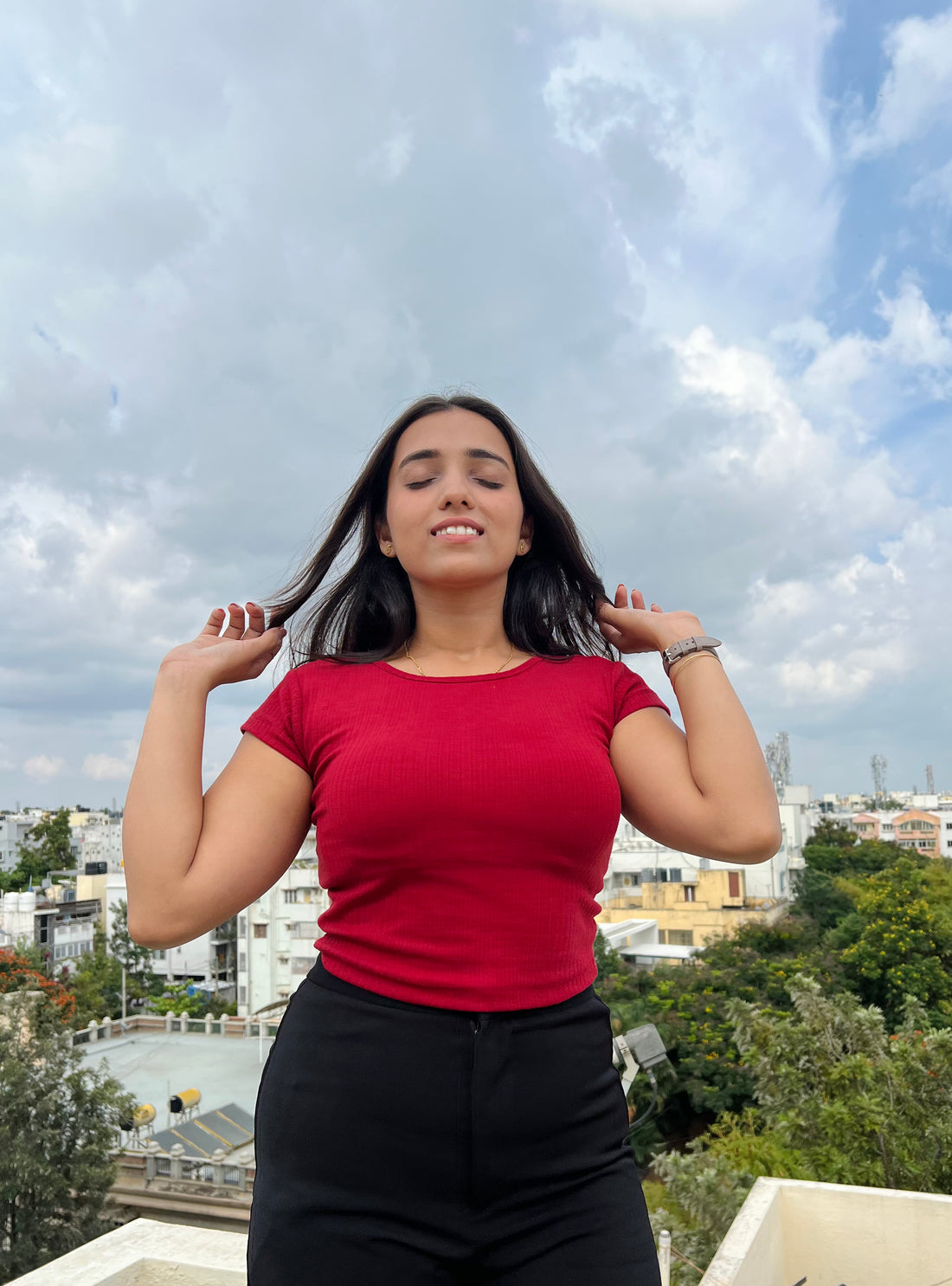 Classic red criss-cross back tie crop top for women - chic and versatile for any occasion.