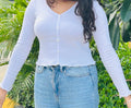 Women’s white long-sleeve casual button top - comfortable and chic for any occasion.