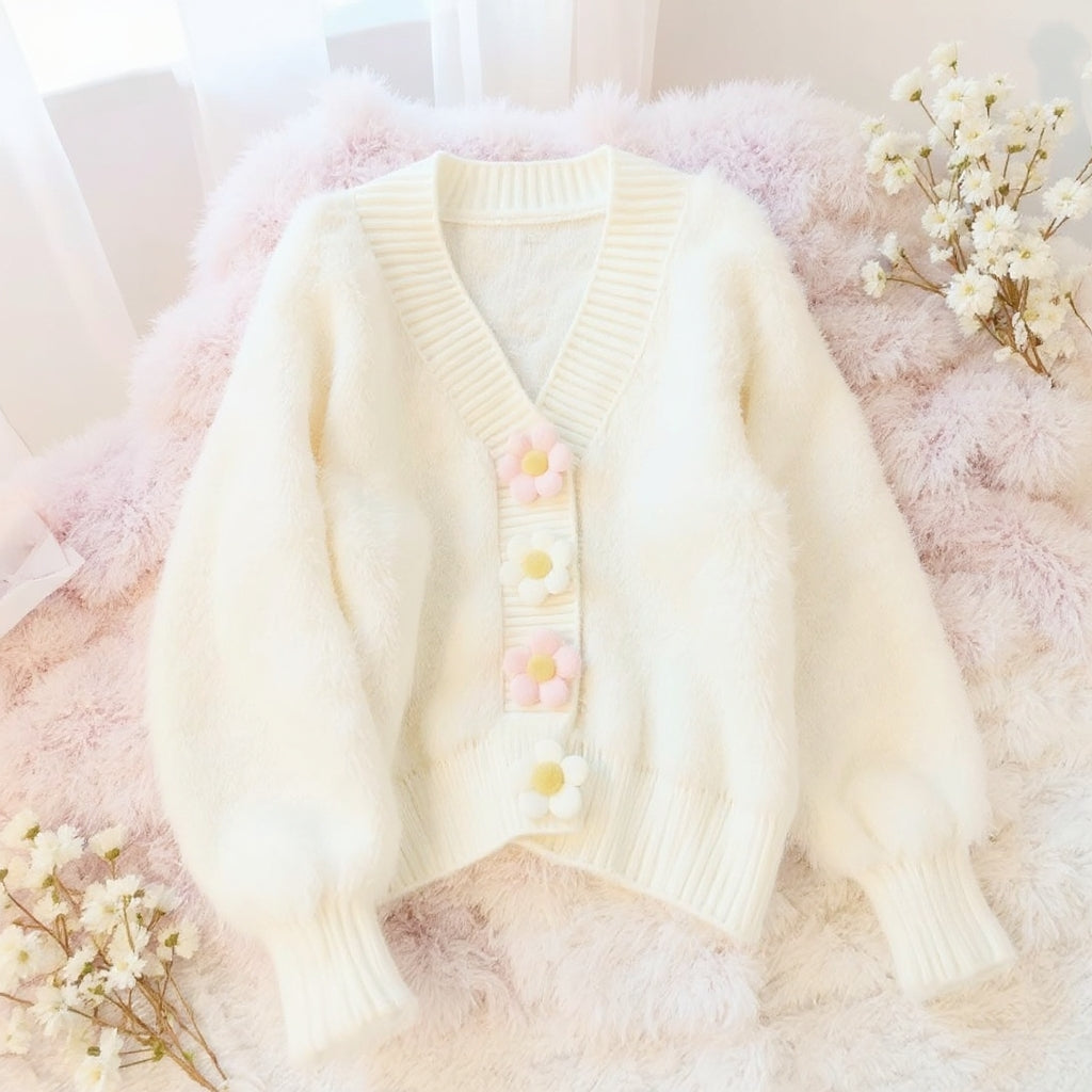 White Fuzzy Cardigan