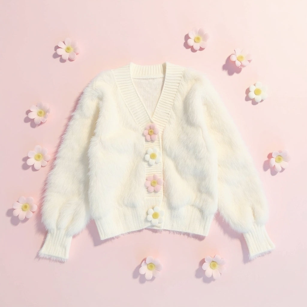 White Fuzzy Cardigan